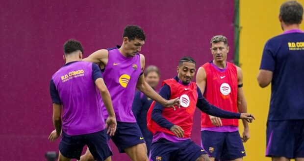 كريستنسن في جلسة تدريب برشلونة