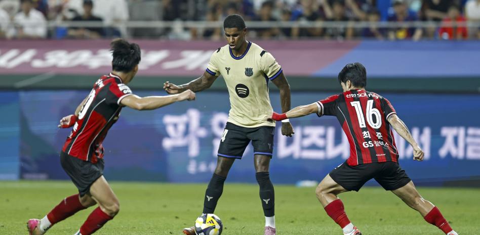 ماركوس راشفورد، خلال المباراة الودية بين برشلونة ونادي إف سي سيؤول