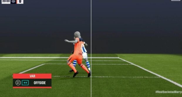 صورة تقنية الفيديو المساعد للحكم (VAR) تثبت أن لامين يامال كان متسللاً في مباراة ريال سوسيداد وبرشلونة