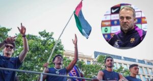 علم فلسطين يضع لامين في صدام مع فليك 2 لامين يامال