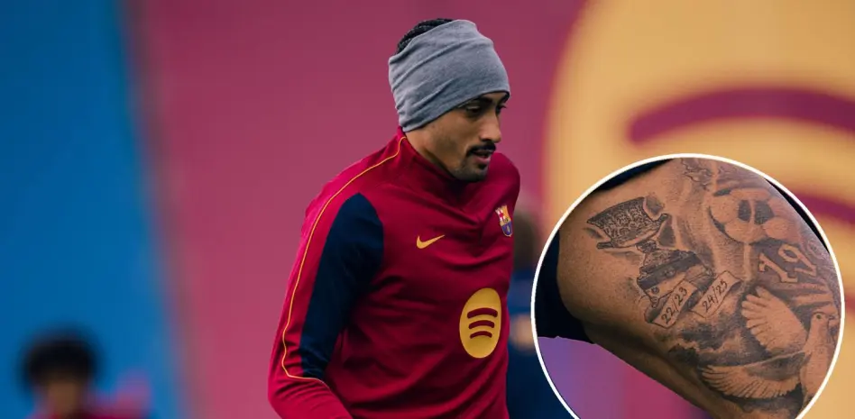 رافينيا يحمل بطولات برشلونة محفورة على فخذه 1 رافينيا
